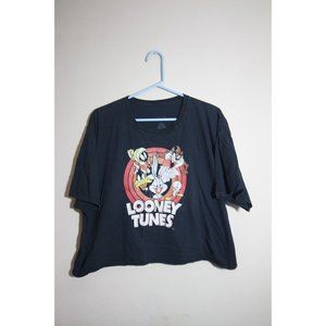 LOONEY TUNES Women's Black Classic Characters Graphic Crop Top XL